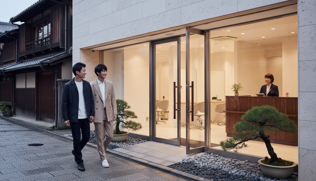 京都駅近くのビルが並ぶ通りに面した建物の外観